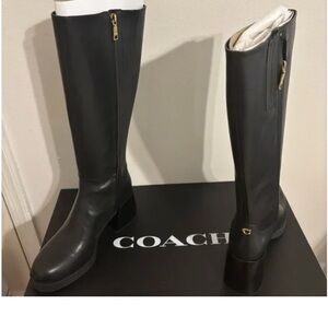 Coach Black Knee-High Leather Boots